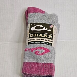 Drake Youth Merino Wool Blend Socks 2‎ Pair Shoe Size 12- 3.5 (#101)
